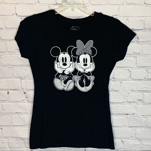 Disney Mickey and Minnie Mouse distressed graphic short sleeve T-shirt - Picture 1 of 6